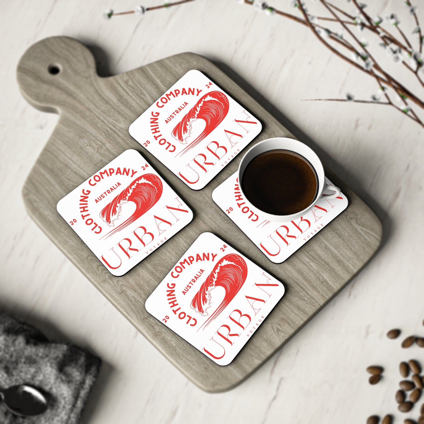 Urban Voyage Coloured Red Coasters